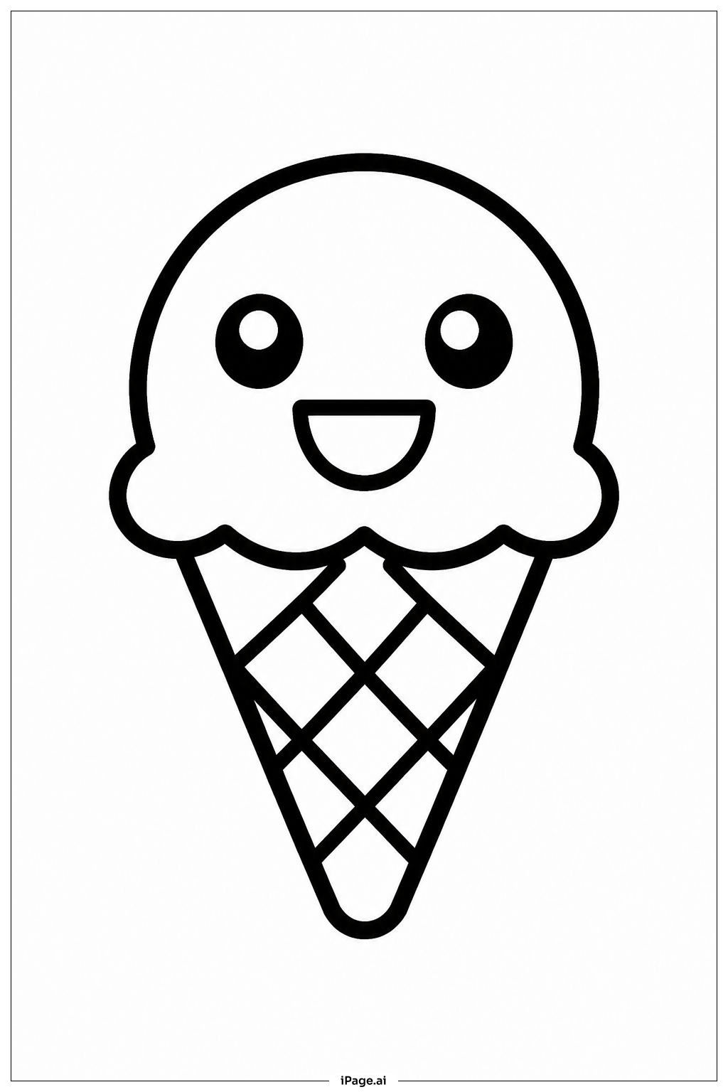  Ice Cream Cone With Face Coloring Page 