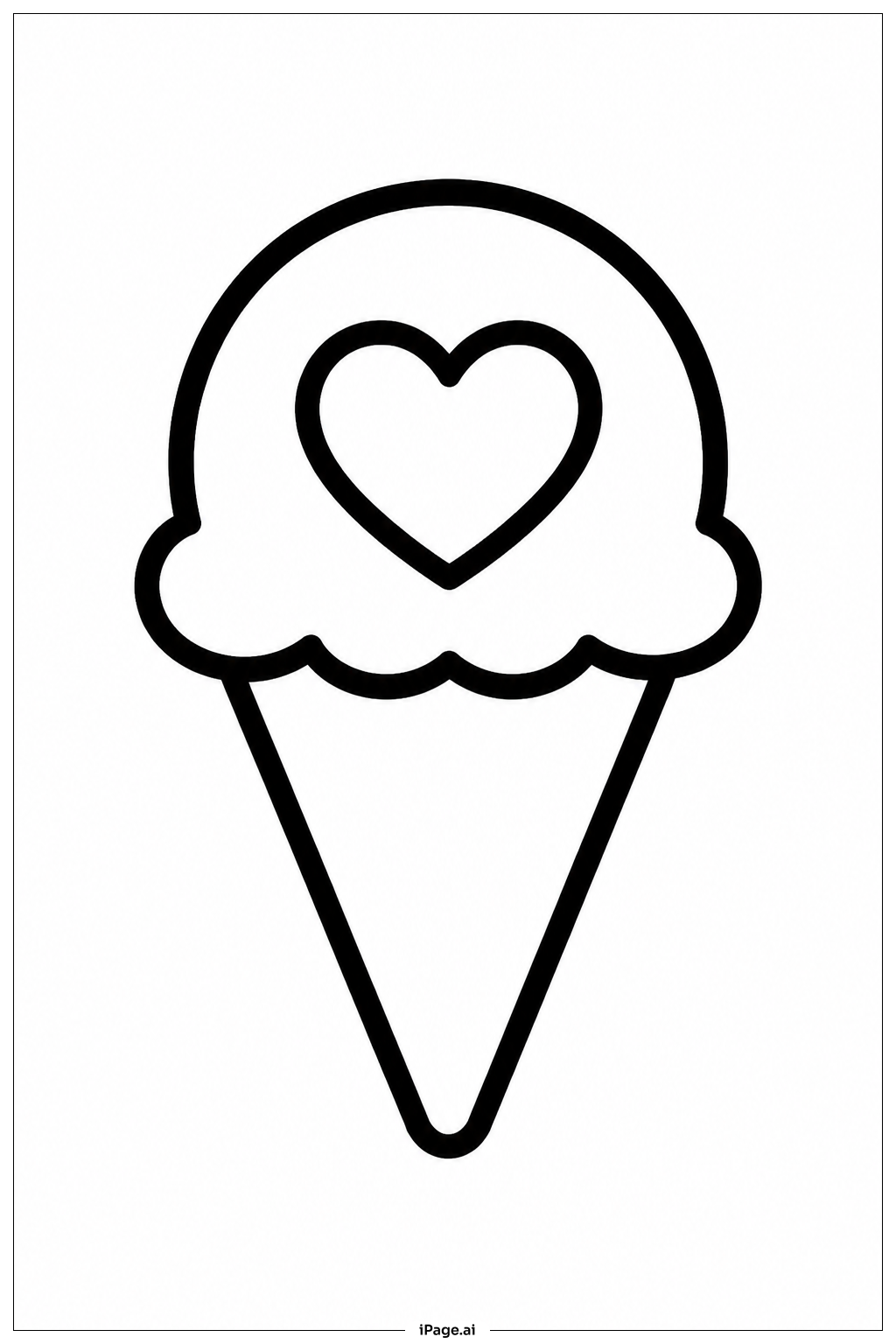  Ice Cream Cone With Heart Coloring Page 