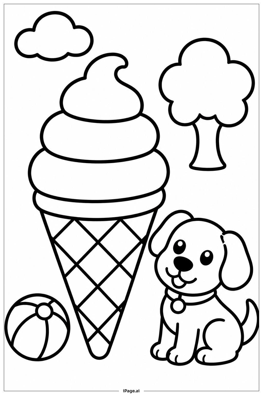  Ice Cream Cone With Pet Coloring Page 