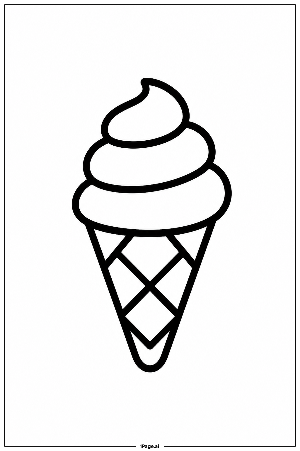  Ice Cream Cone With Swirl Coloring Page 