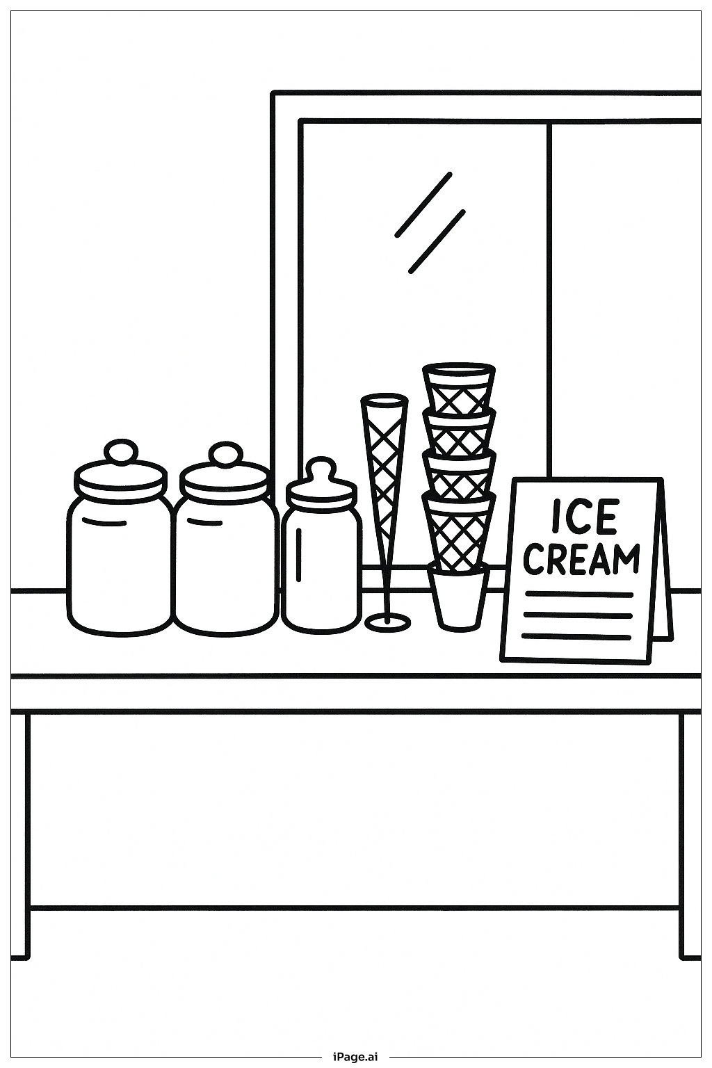  아이스크림 가판대 색칠공부 페이지 