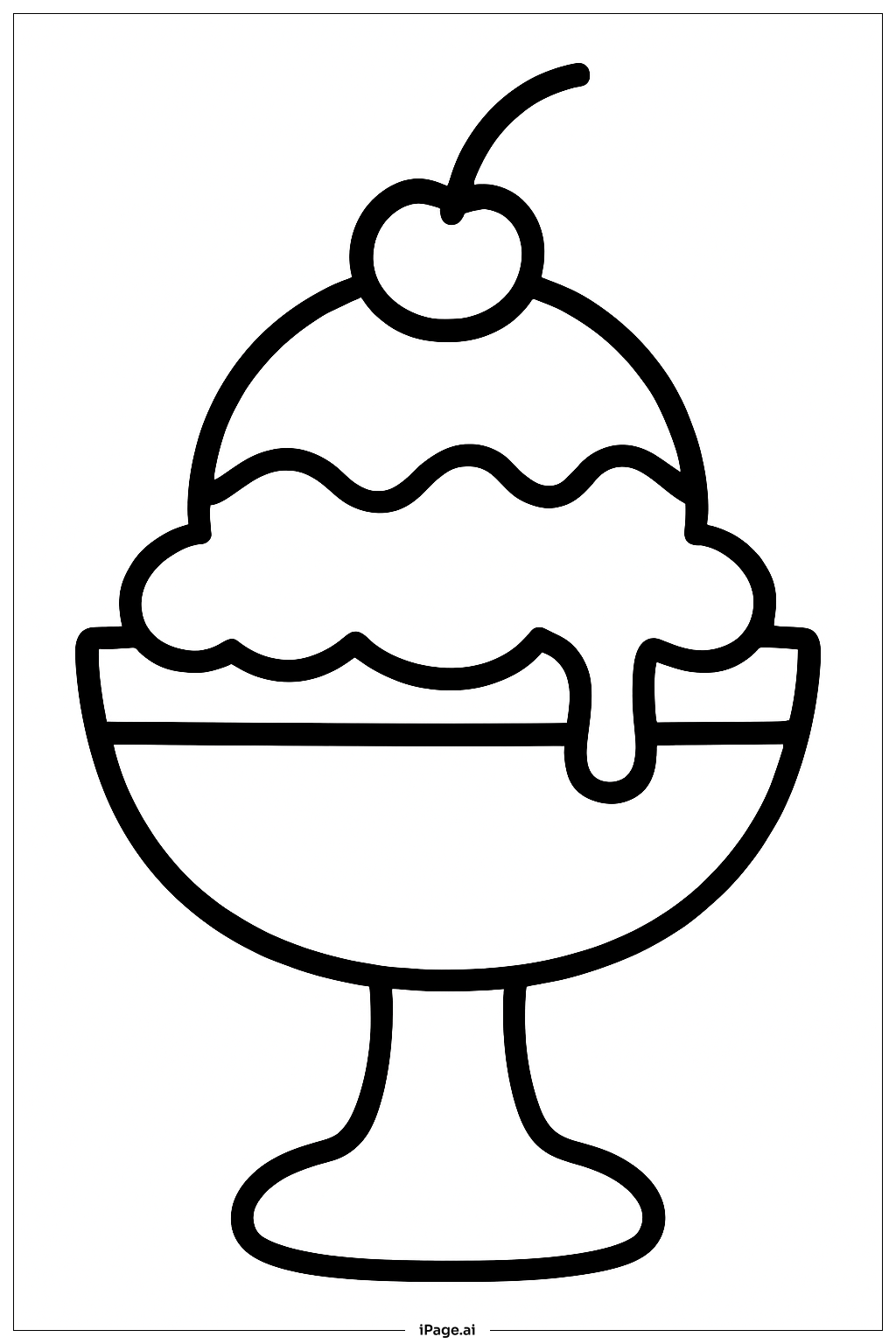  冰淇淋圣代乐趣填色页 