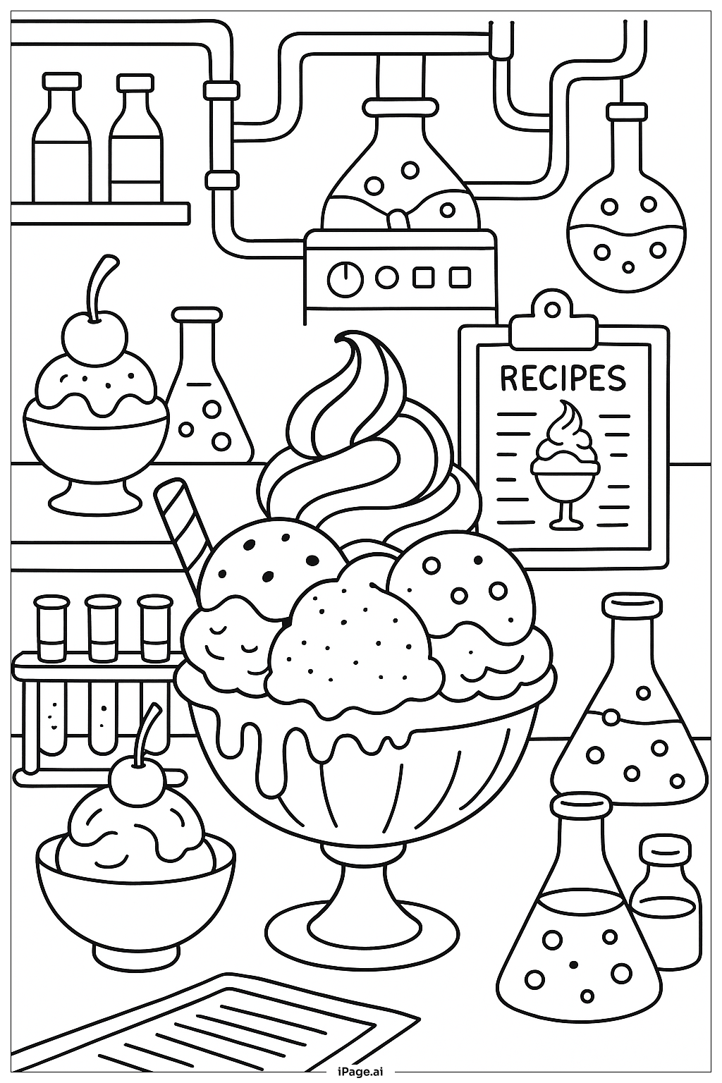  Page de coloriage Laboratoire de Sundae Glacé 