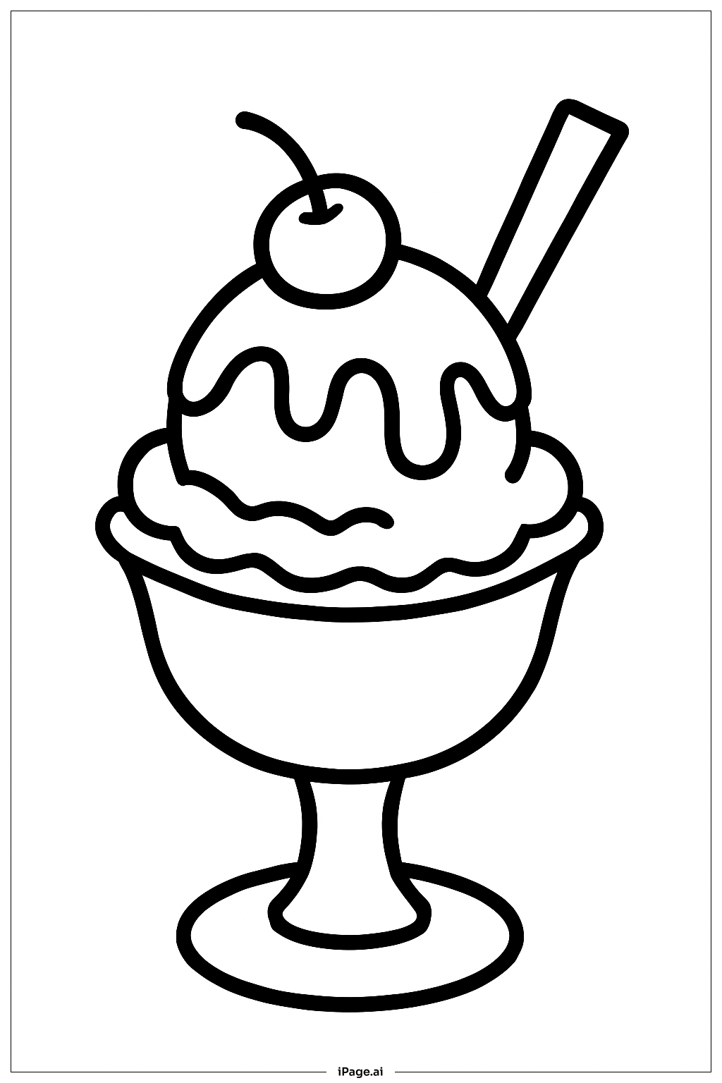 带吸管的冰激凌圣代