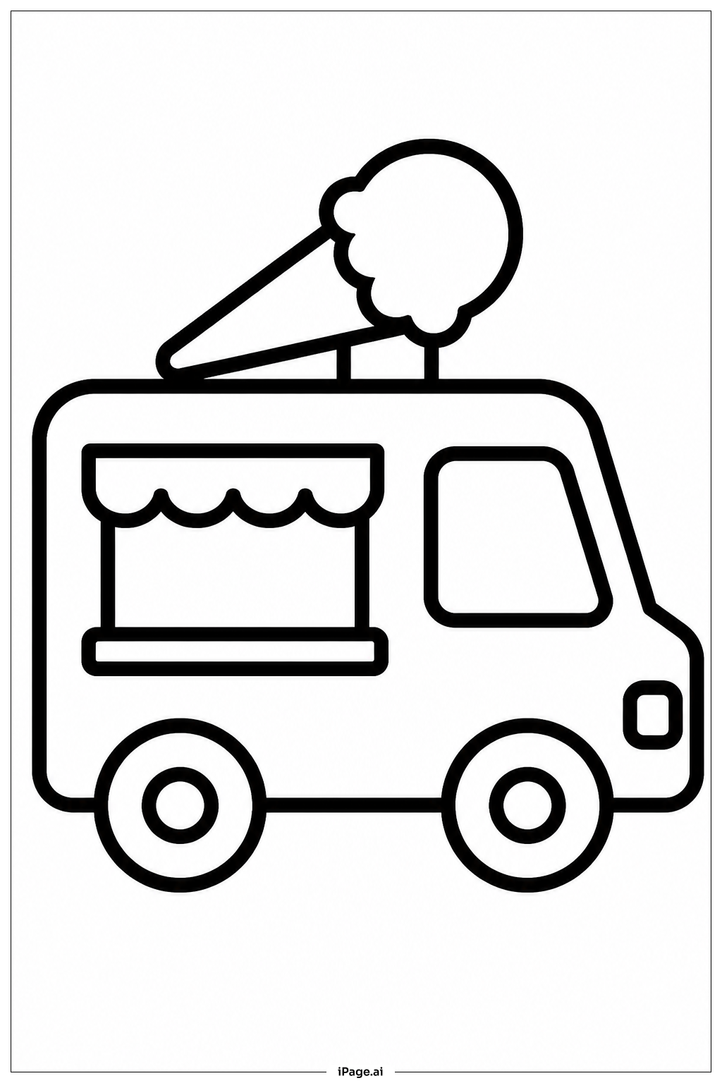 アイスクリームトラックの塗り絵ページ