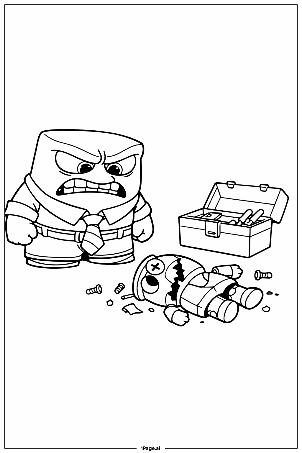  Inside Out 2 Anger Broken Toy Coloring Page 