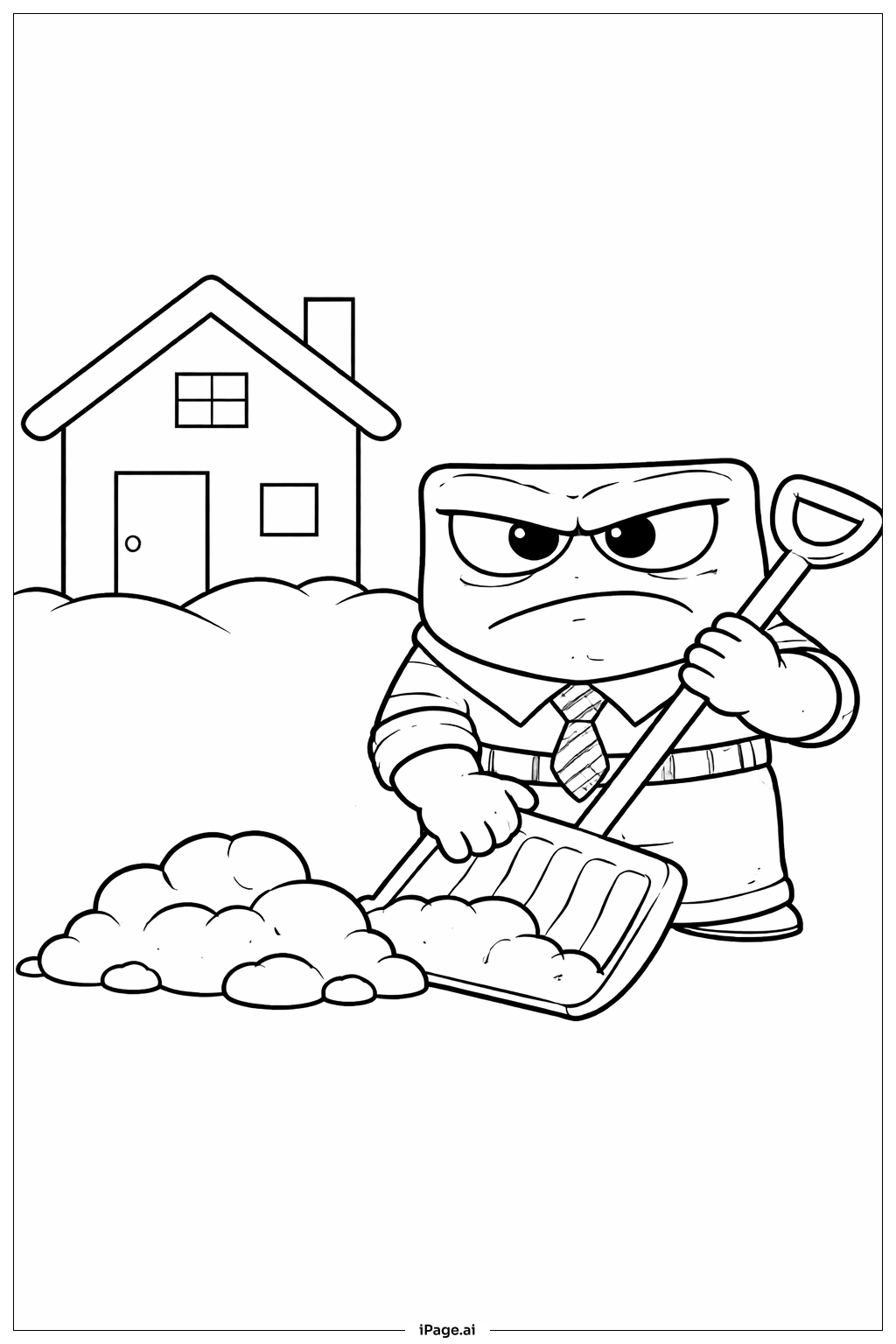  Inside Out 2 Anger Snow Shovel Coloring Page 
