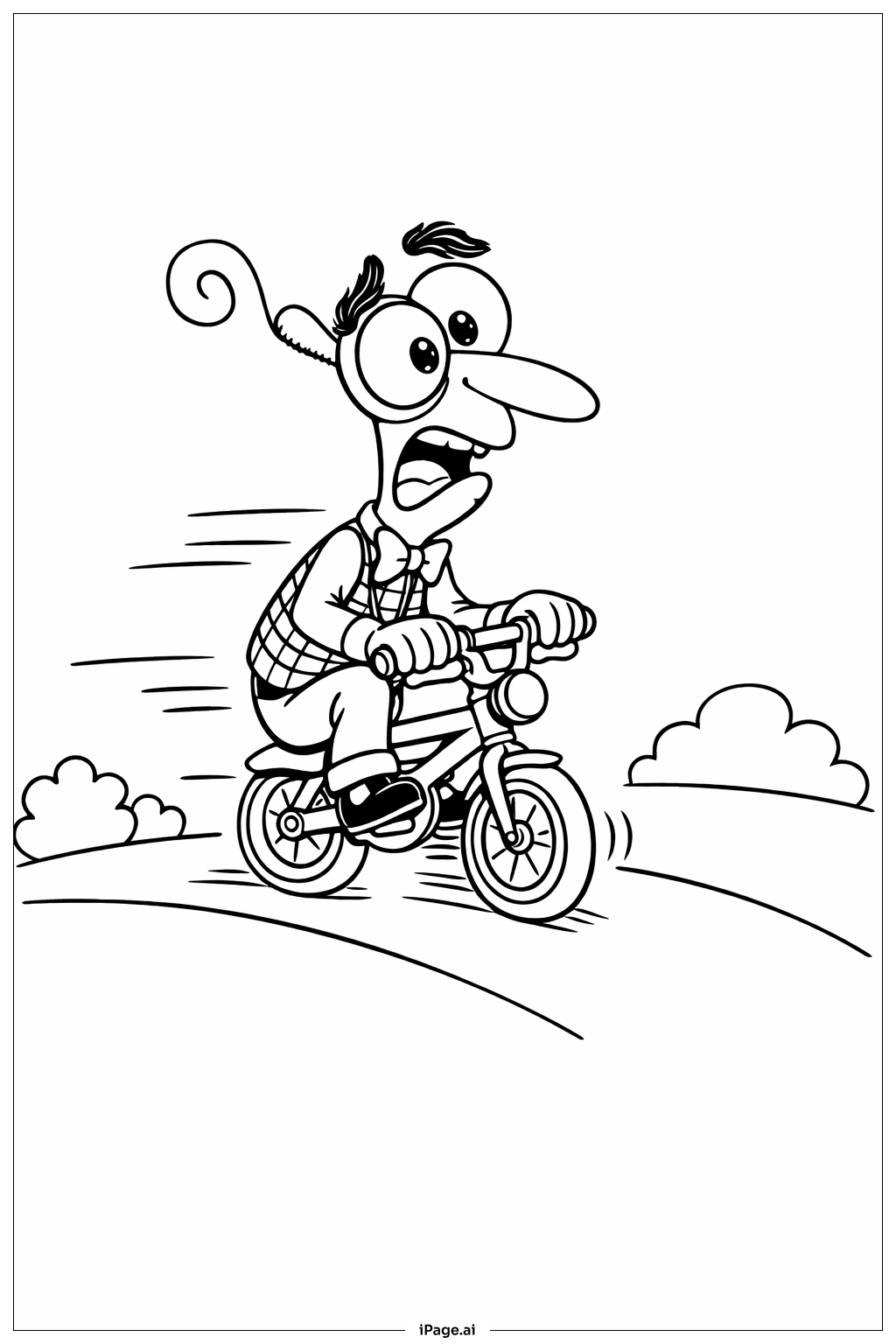  Inside Out 2 Fear Riding Bike Coloring Page 