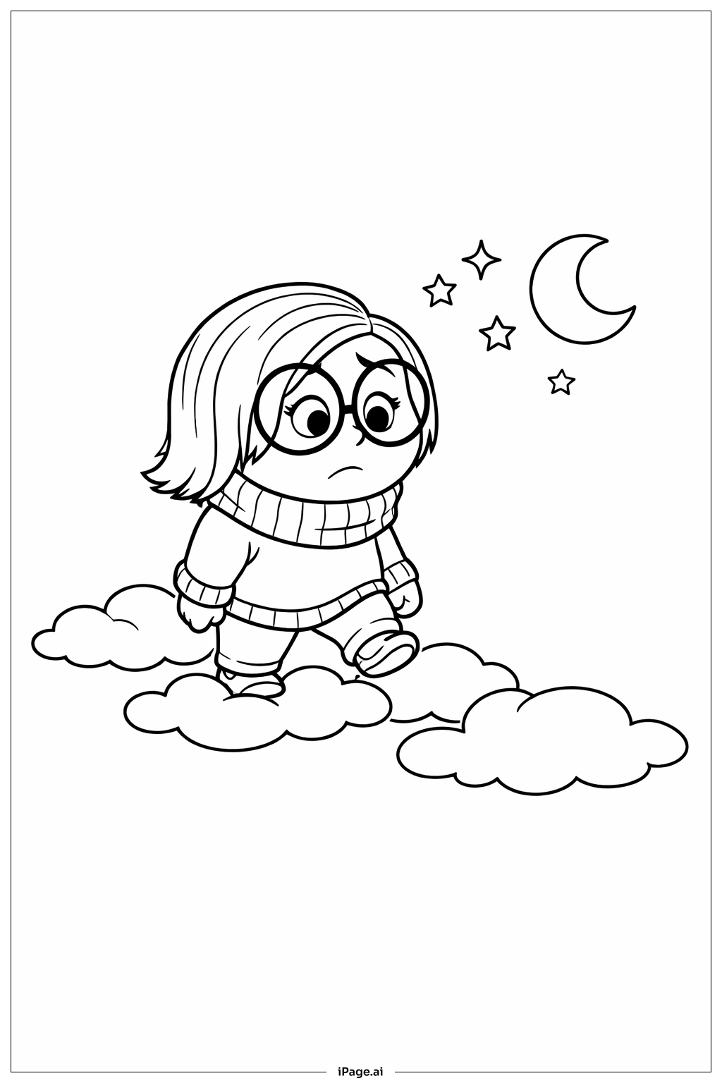  Inside Out 2 Sadness Cloud Walk Coloring Page 
