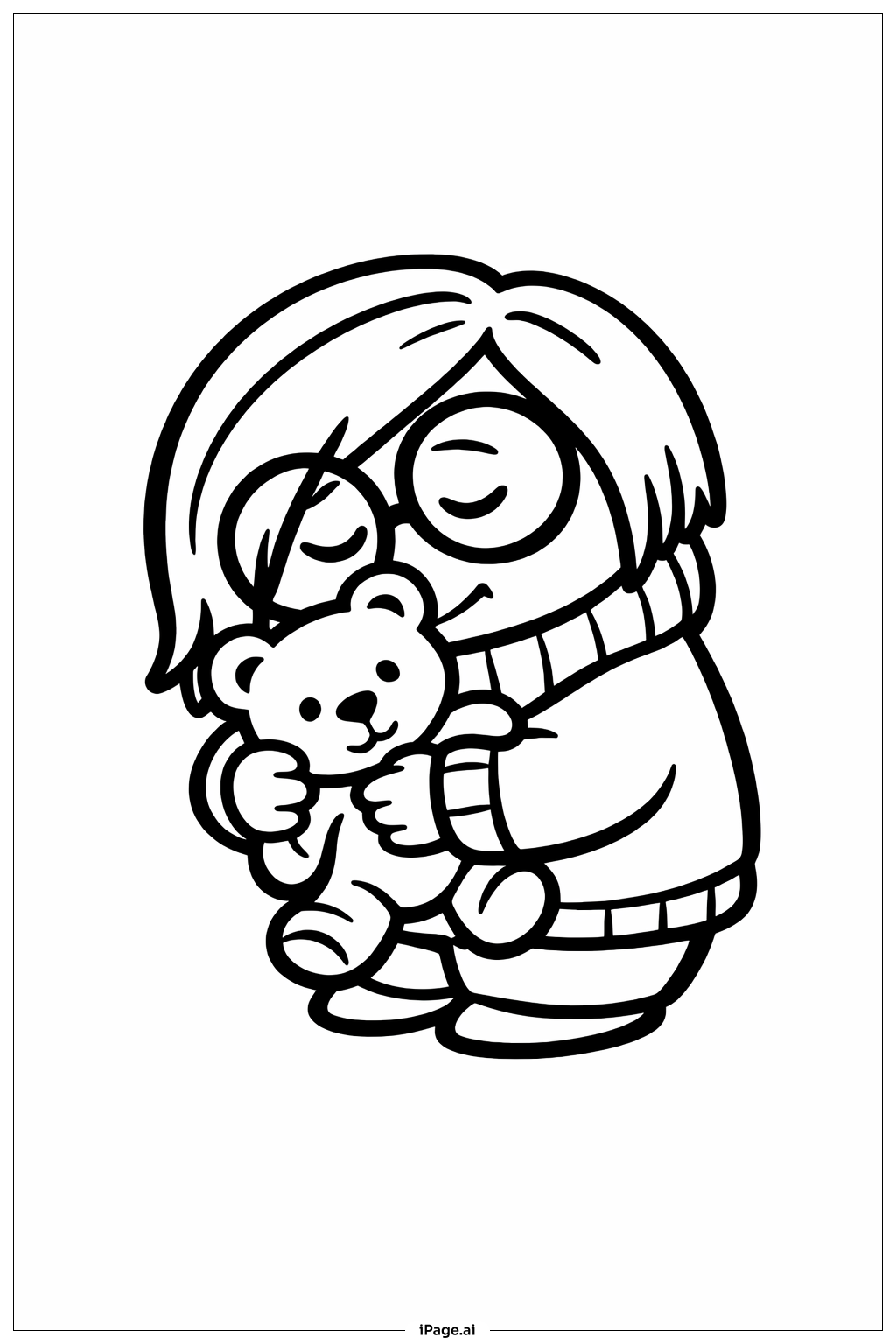  Inside Out 2 Sadness Holding Teddy Coloring Page 