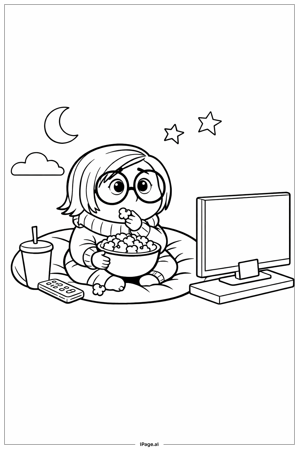  Inside Out 2 Sadness Movie Night Coloring Page 