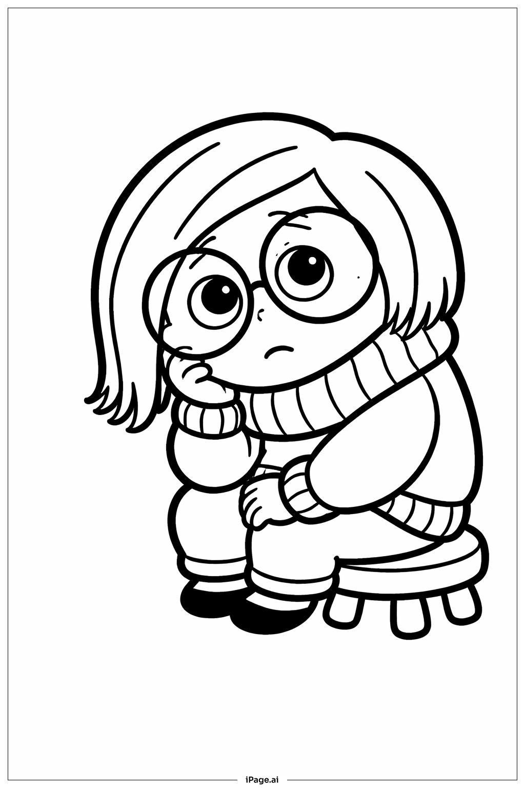  Inside Out 2 Sadness Sitting Coloring Page 