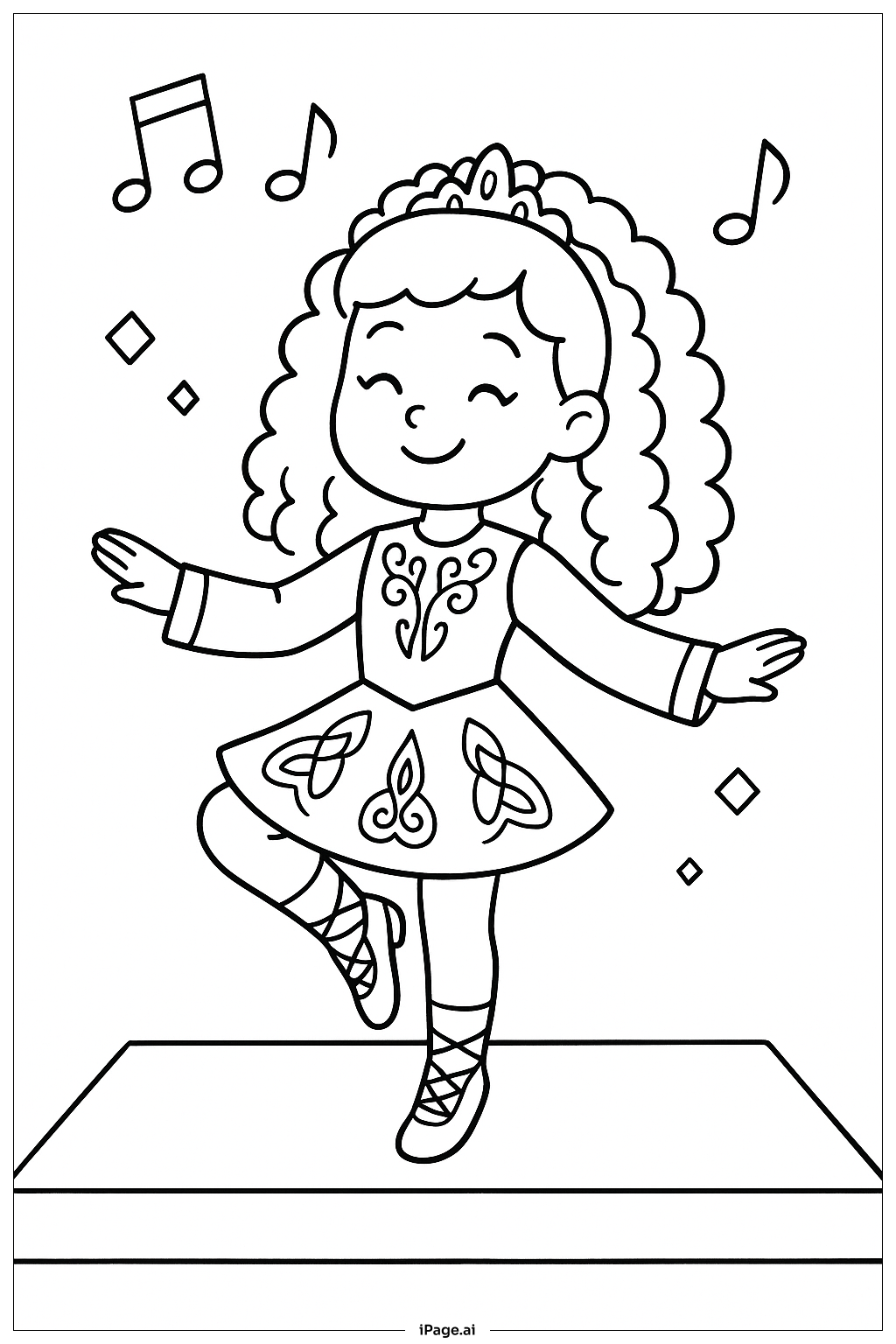  Irish Dancer St. Patrick's Day Coloring Page 