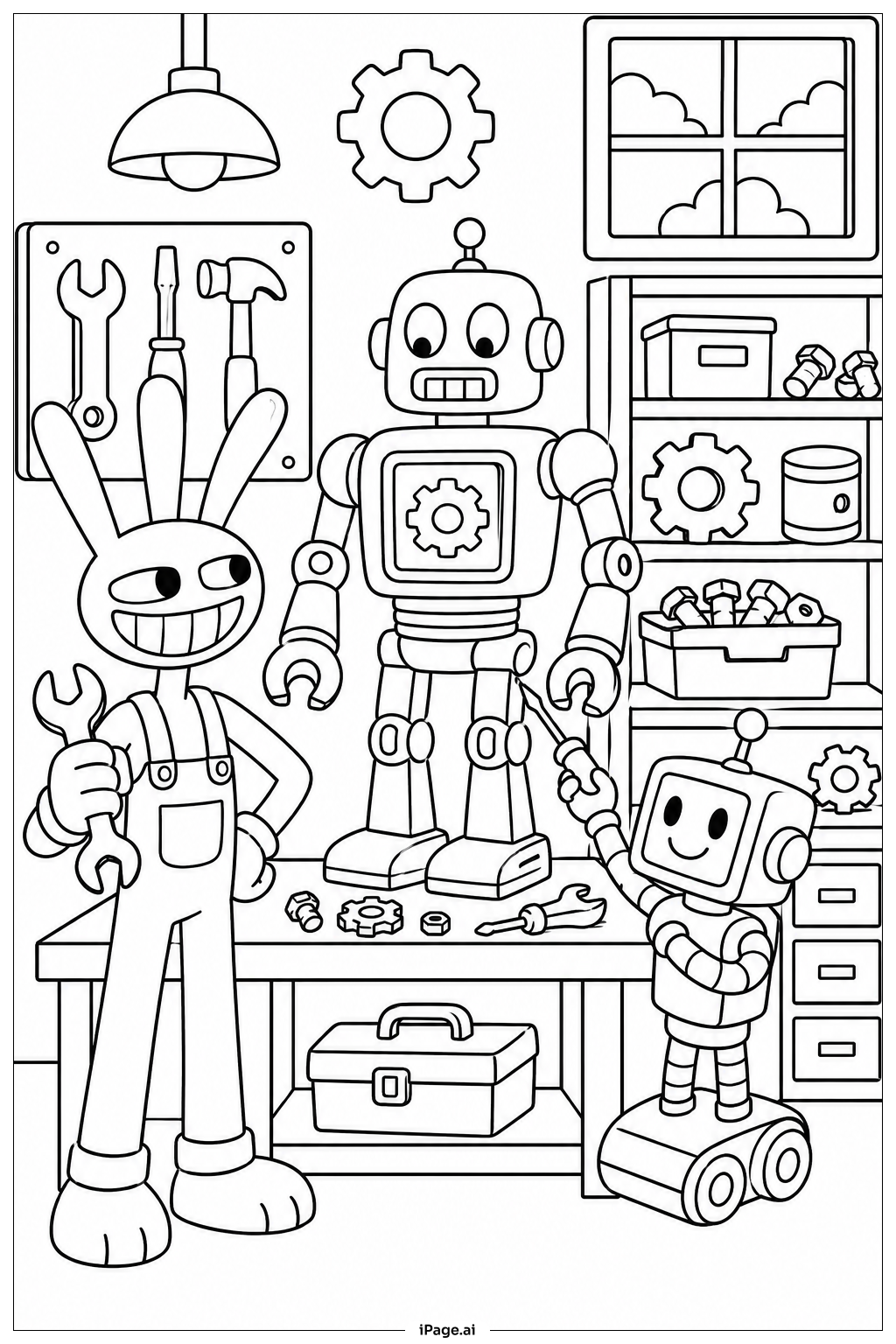 Trang tô màu Jax Và Xưởng Robot