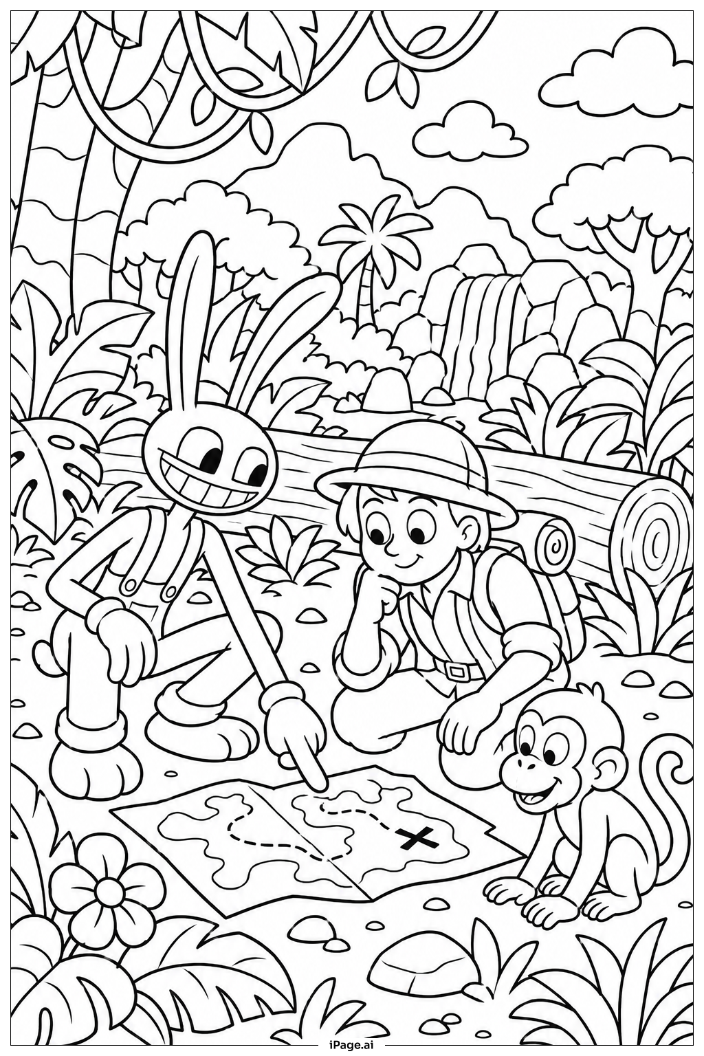 Página para colorear de Jax Aventura en la Jungla