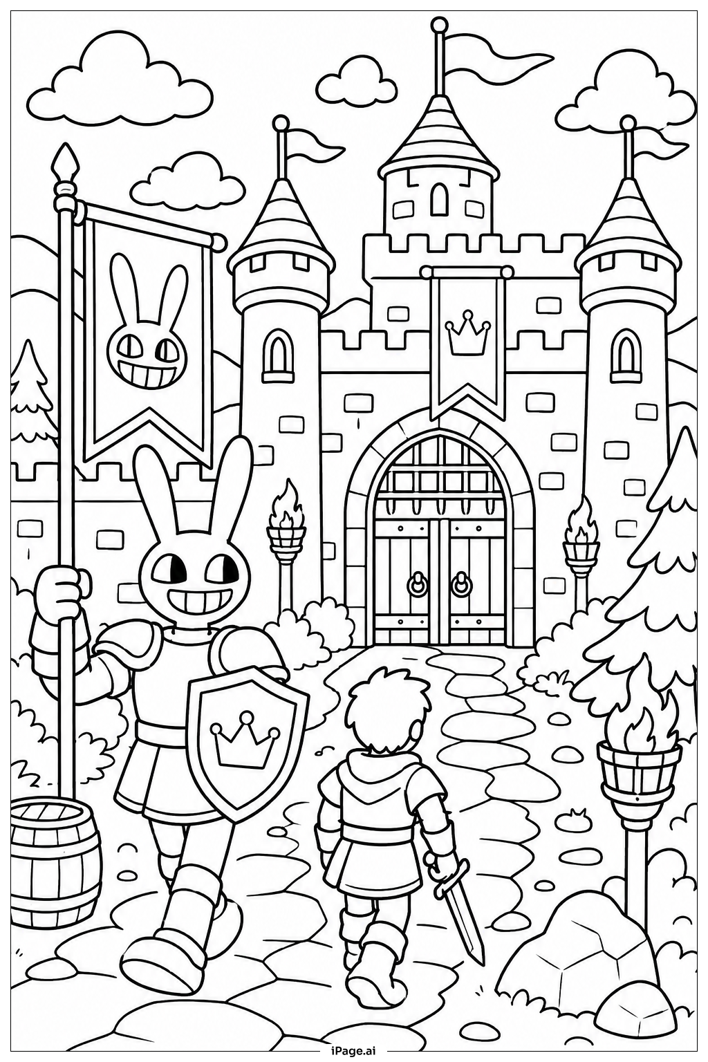 Página para colorear de Jax Medieval Quest