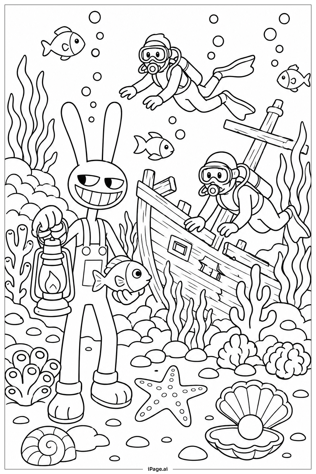 Página para colorear de Jax Underwater Crew