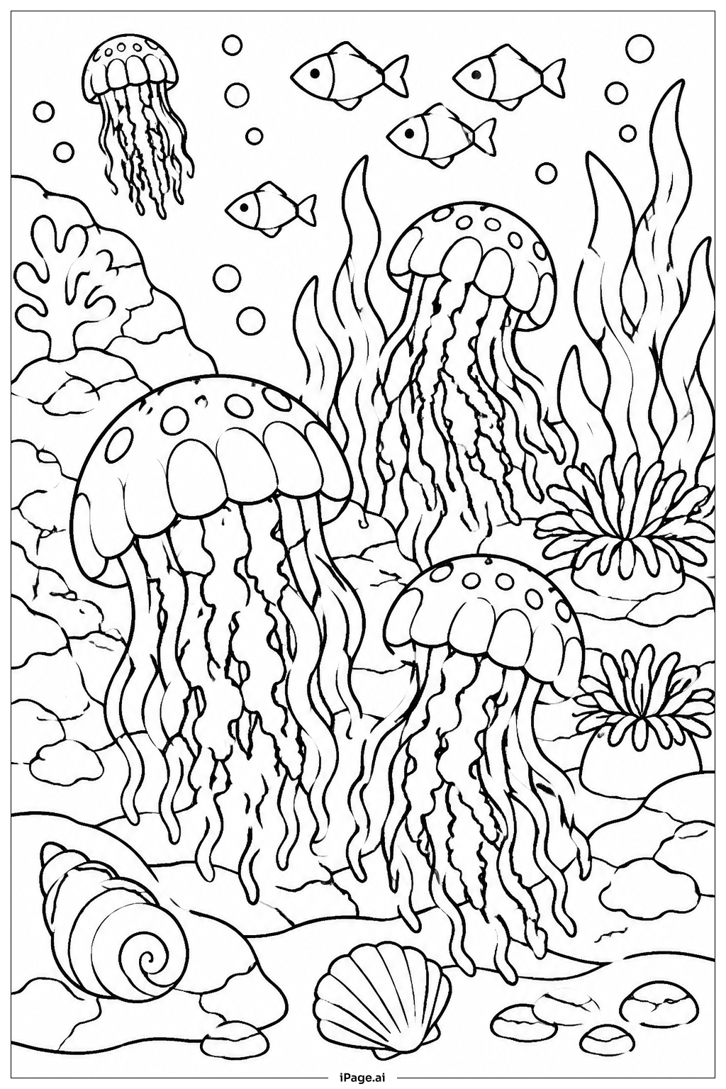 Jelly Fish Parade Coloring Page