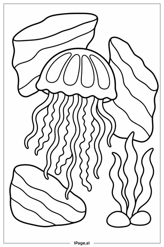 Página para colorear de Medusa con Madera a la Deriva