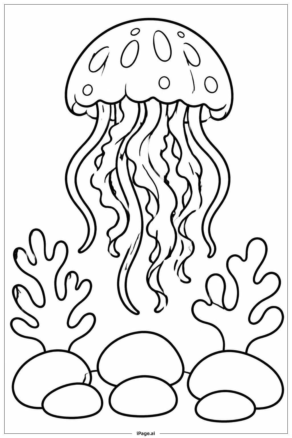 Página para colorear de Medusa con Lecho de Piedras