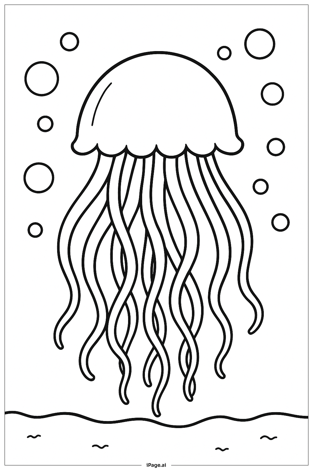  Jellyfish Among Bubbles Coloring Page 
