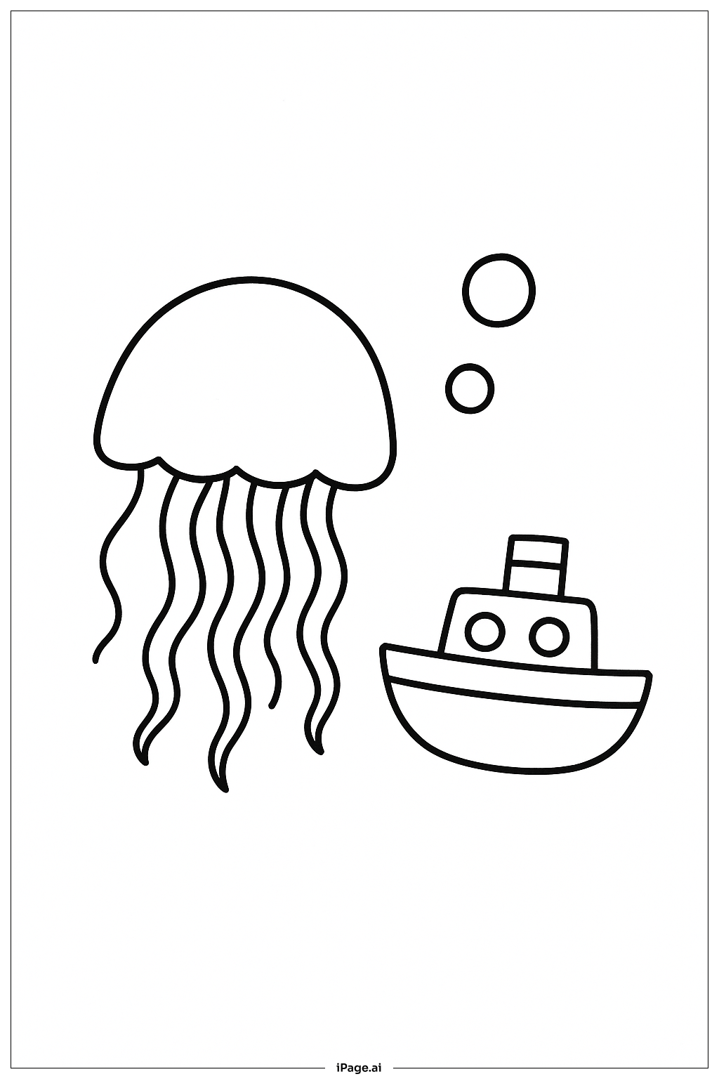  Jellyfish And Small Boat Coloring Page 