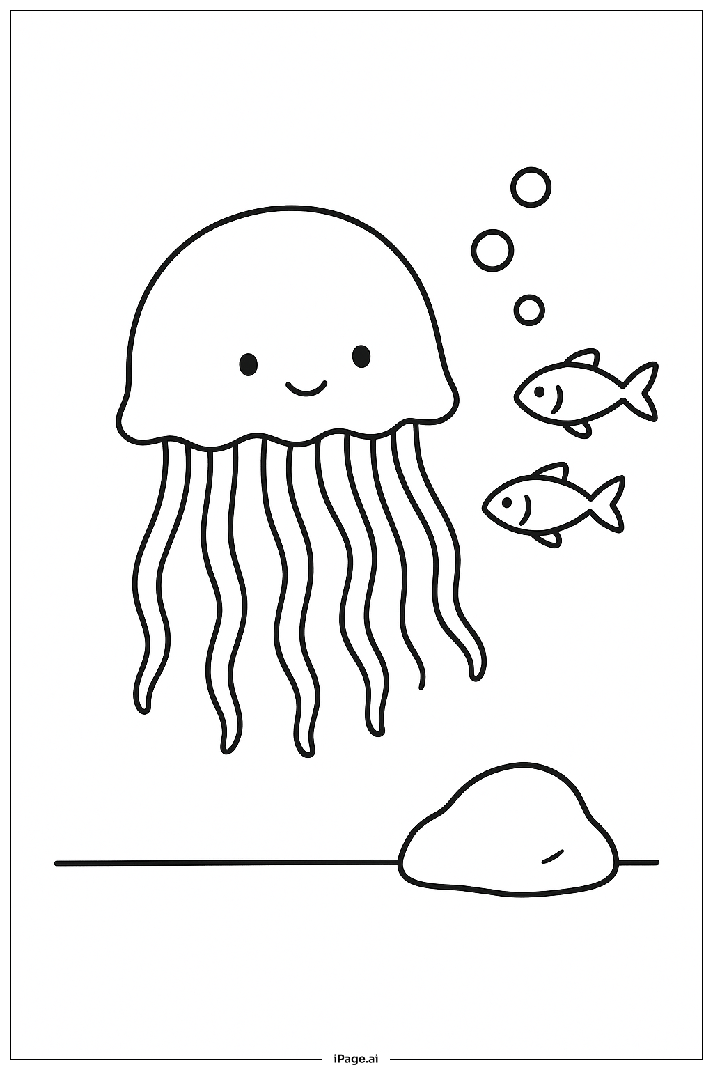  Jellyfish And Small Fish Coloring Page 
