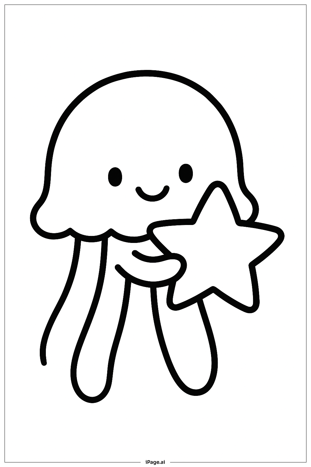  Jellyfish Holding Star Coloring Page 