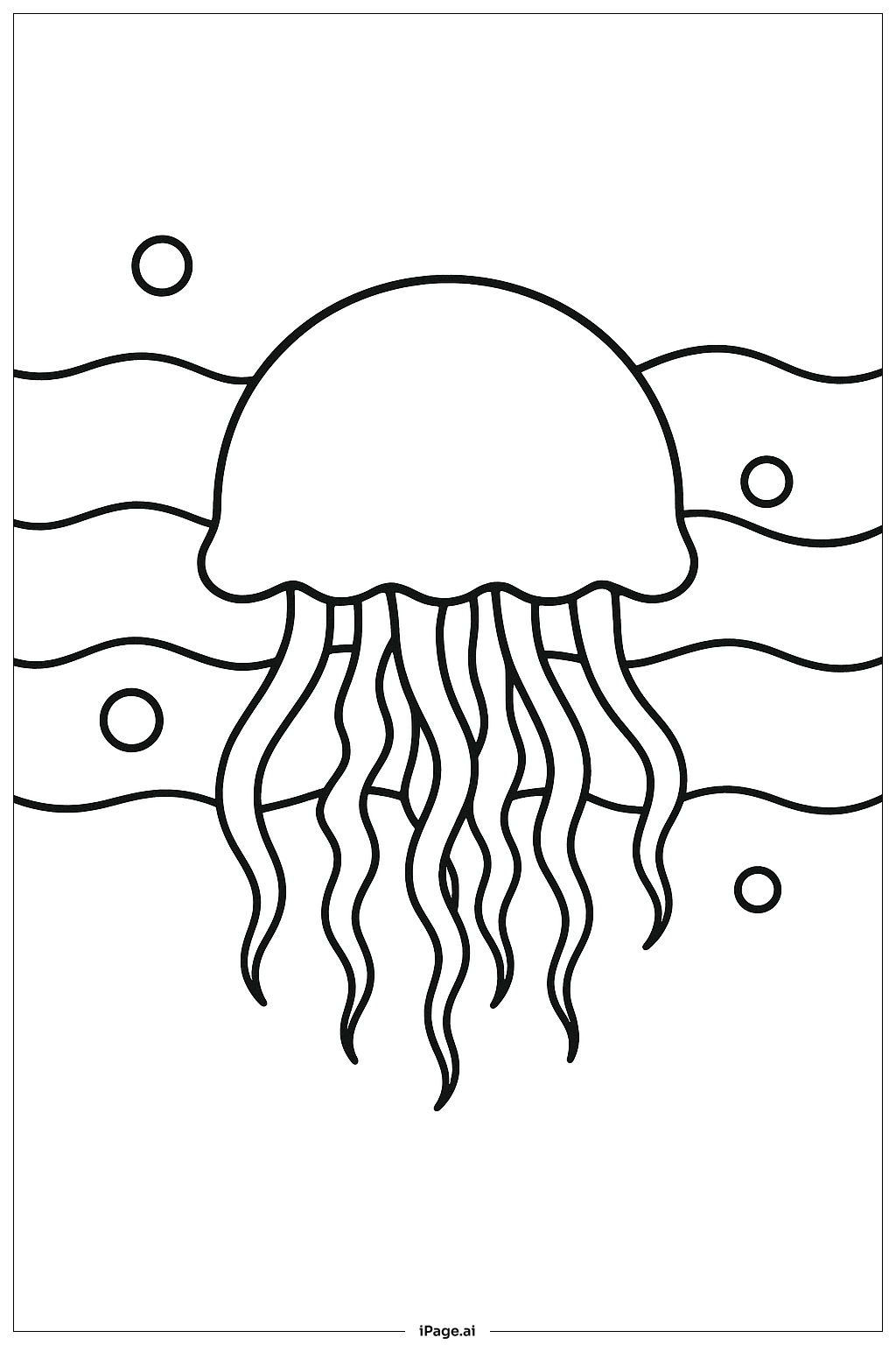  Jellyfish In Wave Pattern Coloring Page 