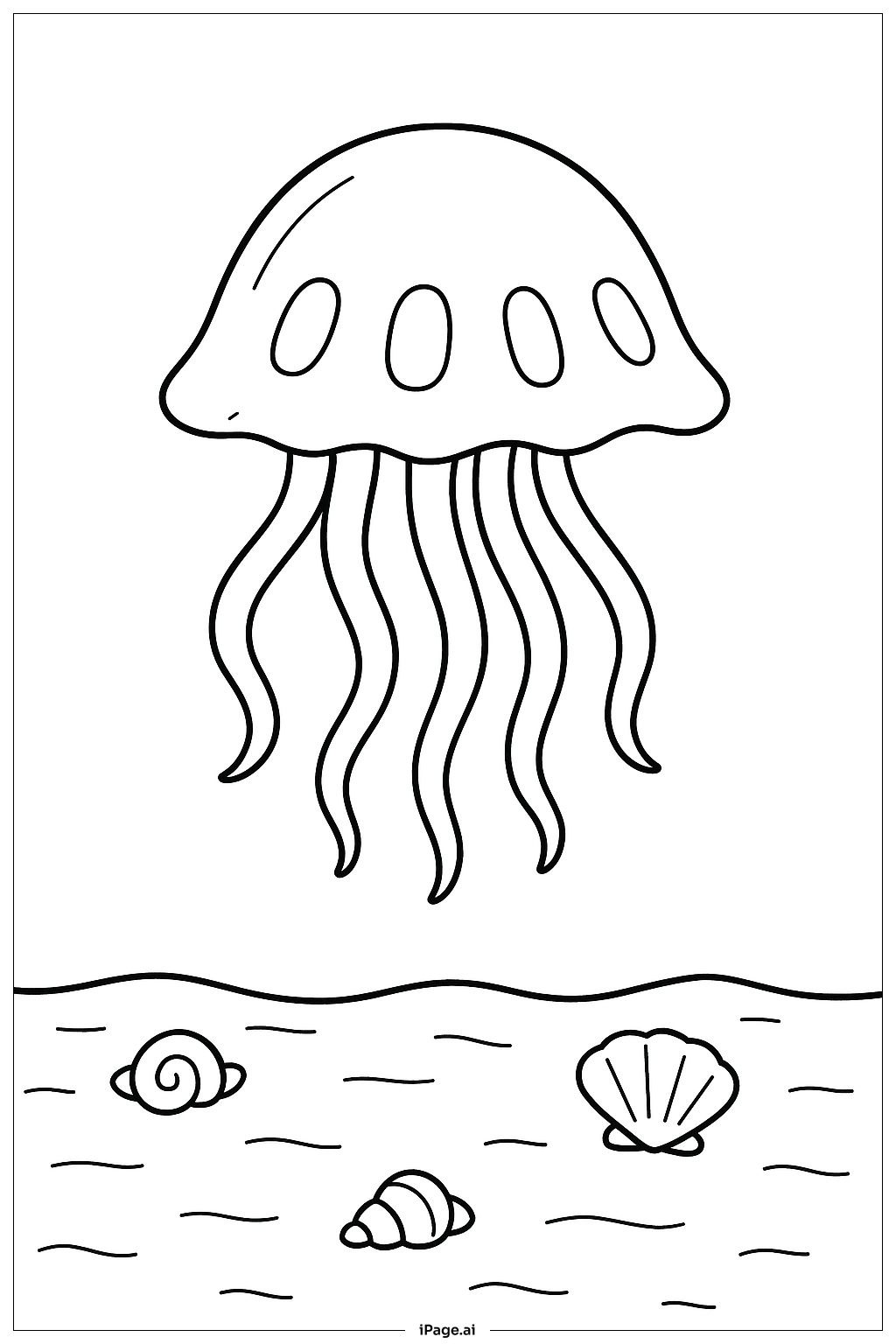  Jellyfish Over Sea Floor Coloring Page 
