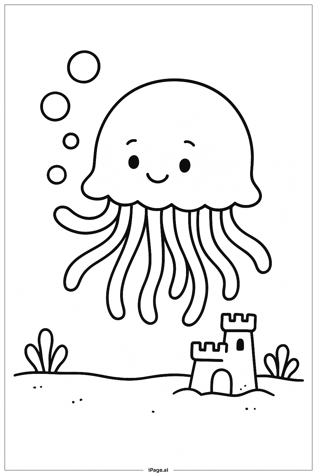  Jellyfish Playground Scene Coloring Page 