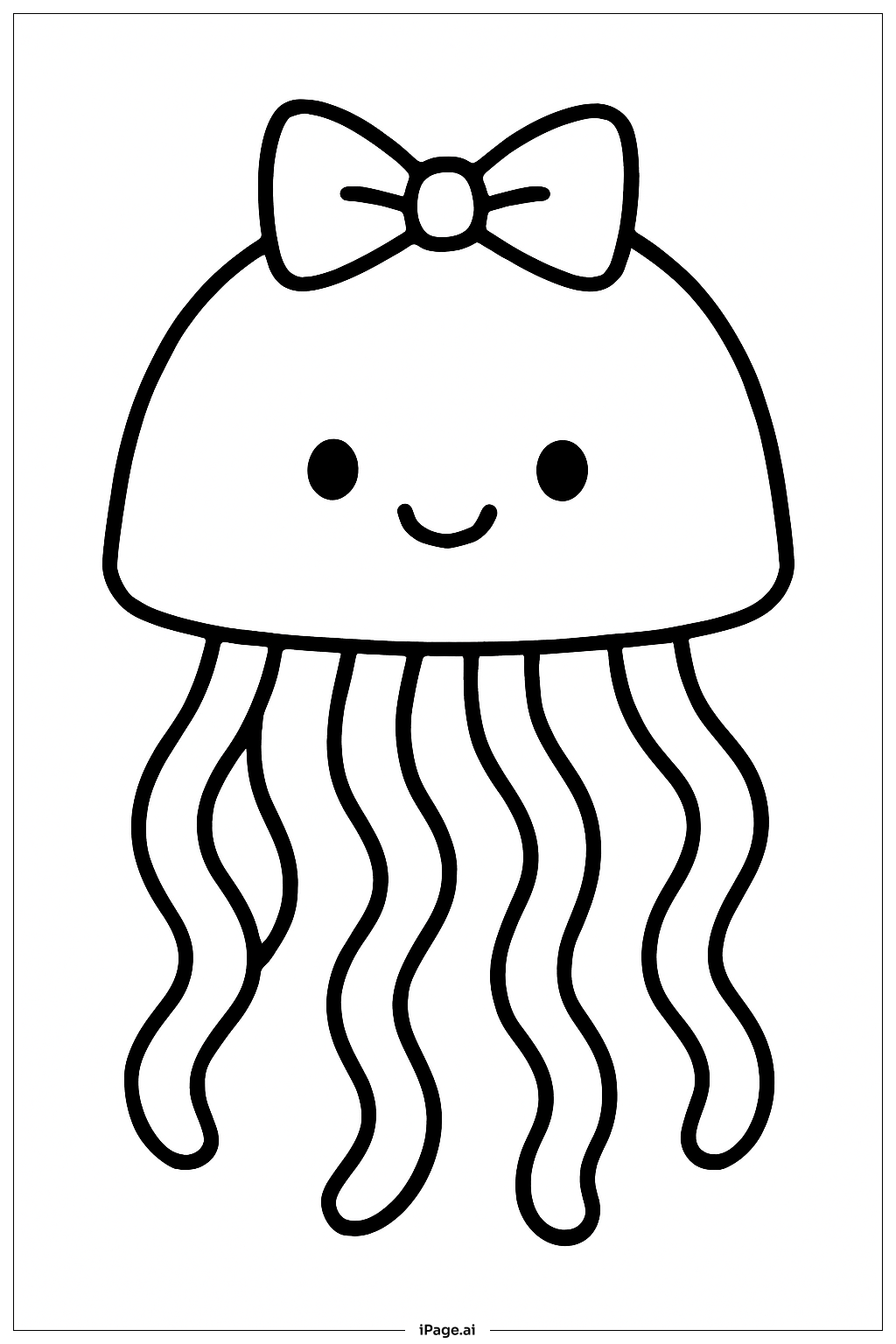  Jellyfish With Bow Coloring Page 