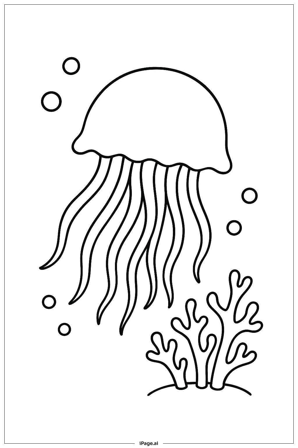  Jellyfish With Coral Coloring Page 