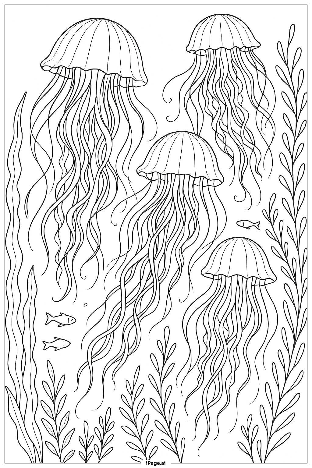  Jellyfish With Flowing Tentacles Coloring Page 