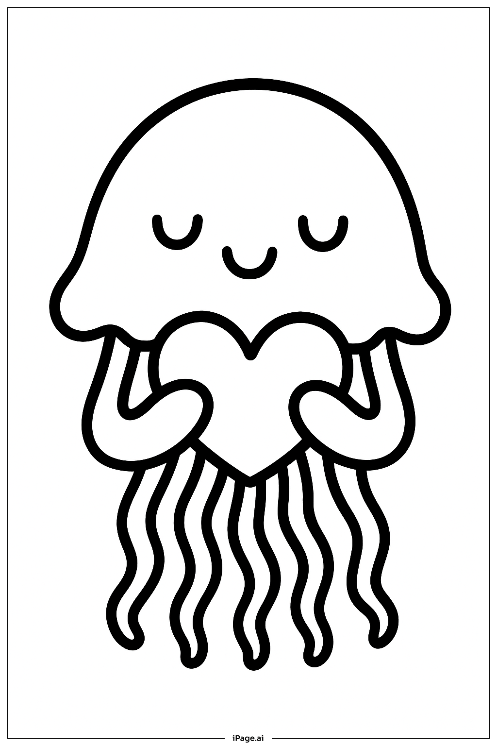  Jellyfish With Heart Coloring Page 