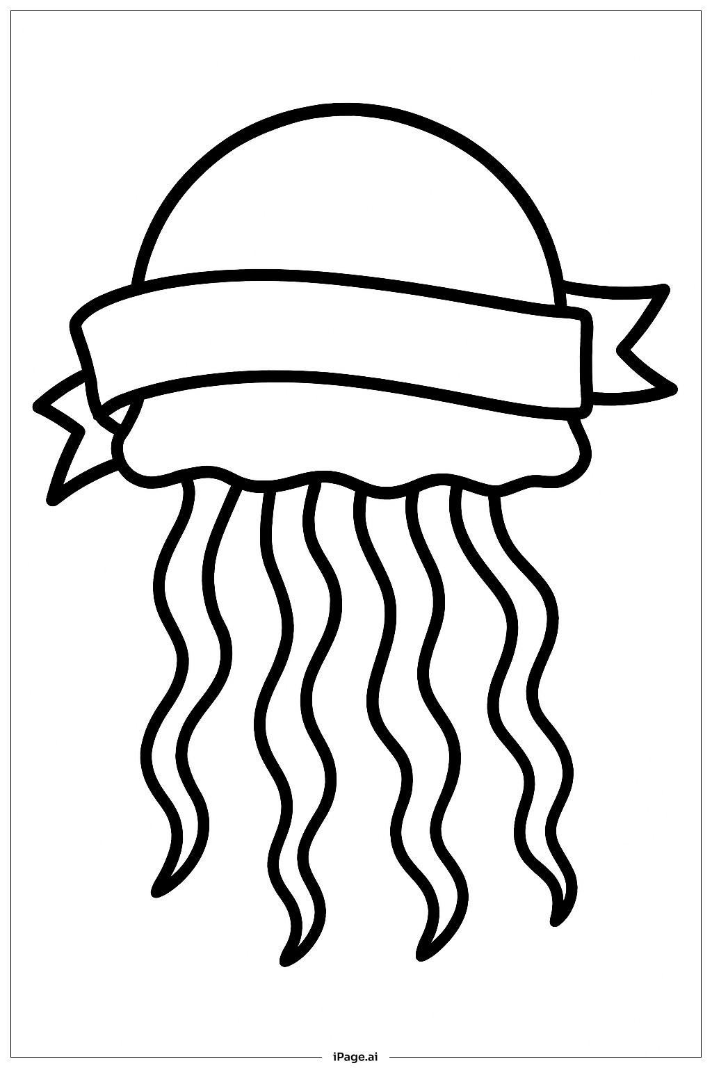  Jellyfish With Ribbon Coloring Page 