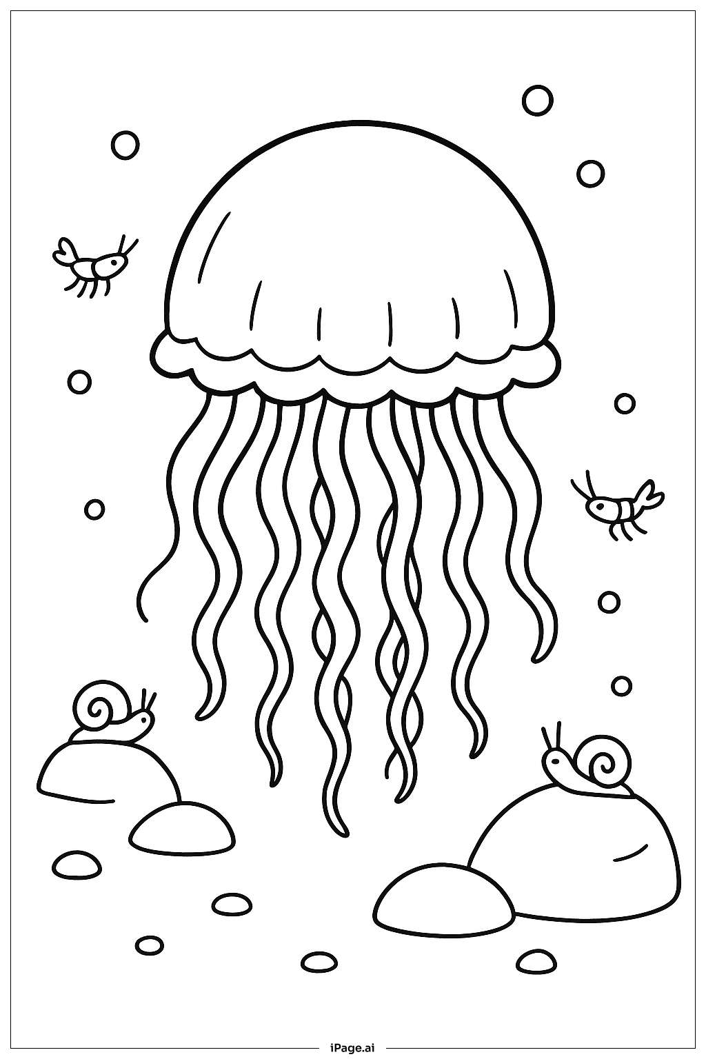  Jellyfish With Sea Critters Coloring Page 