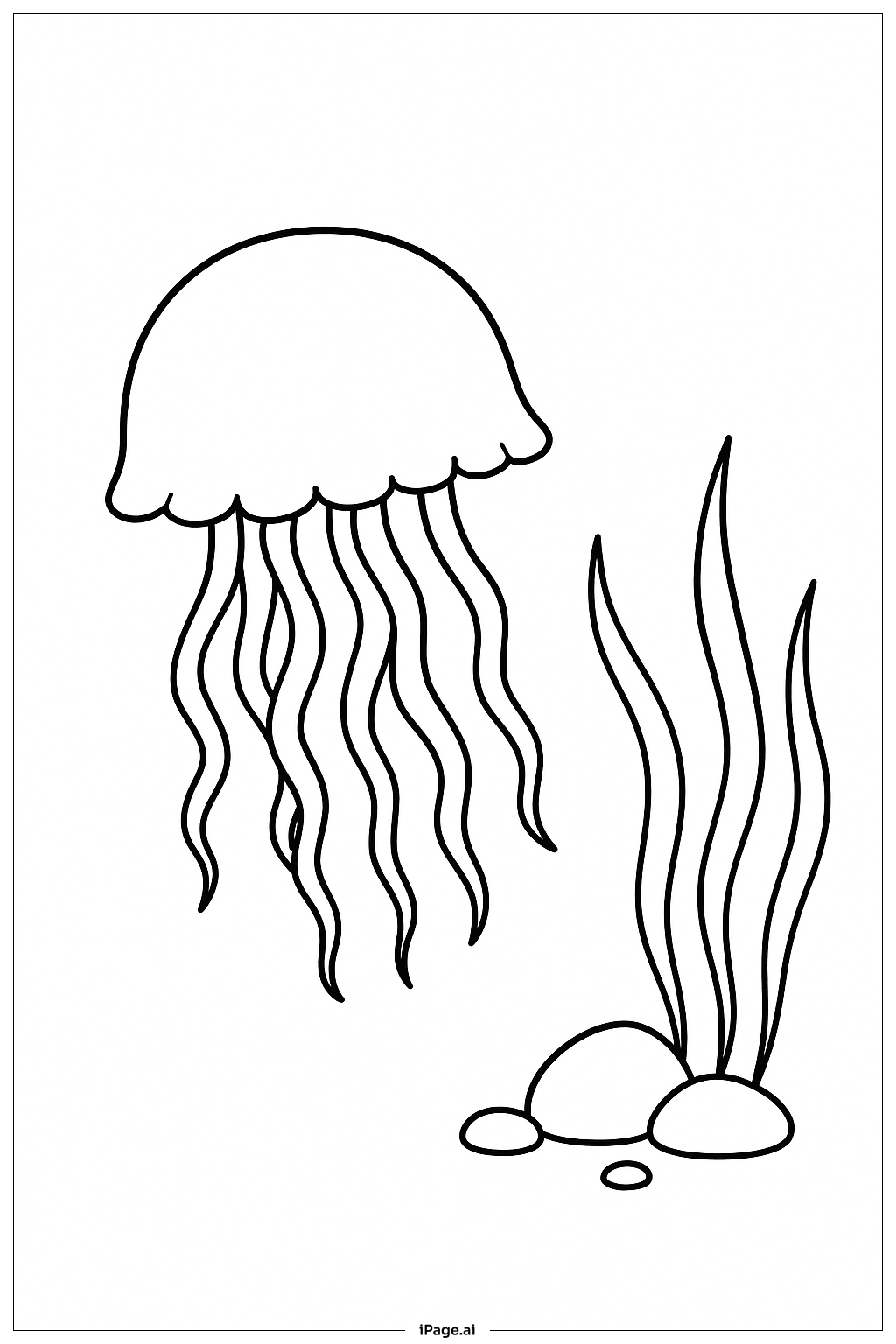  Jellyfish With Seaweed Coloring Page 