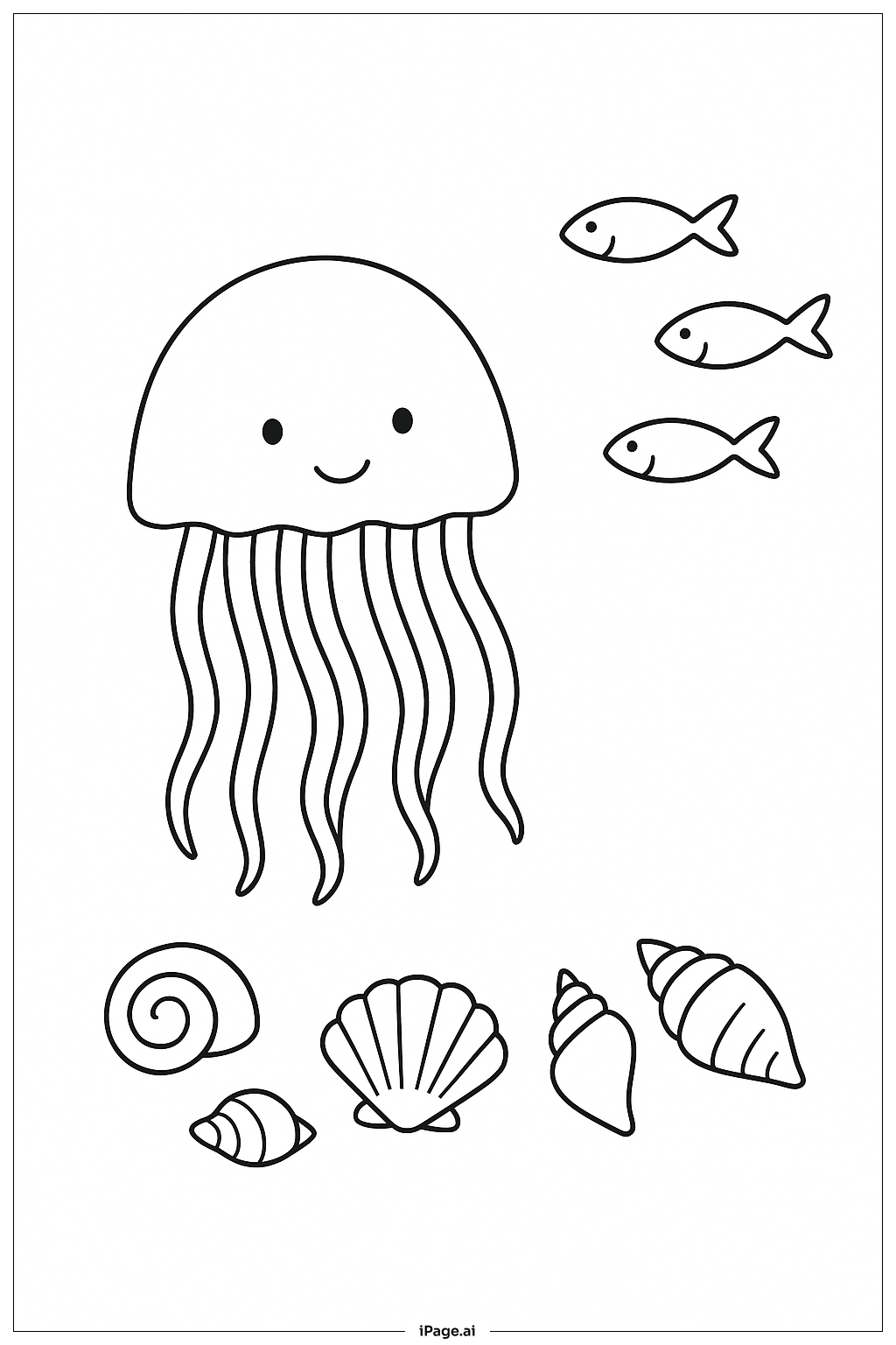  Jellyfish With Shells Coloring Page 