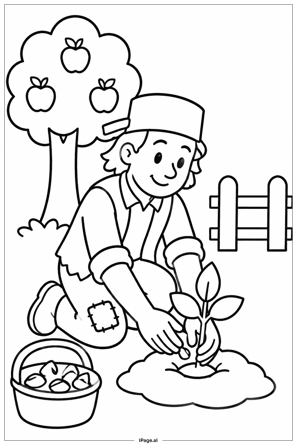 Johnny Appleseed Planting In Field