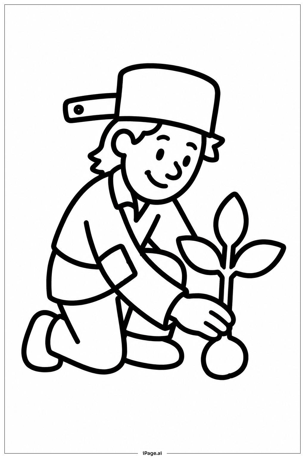 Página para colorear de Johnny Appleseed Planting Seedling