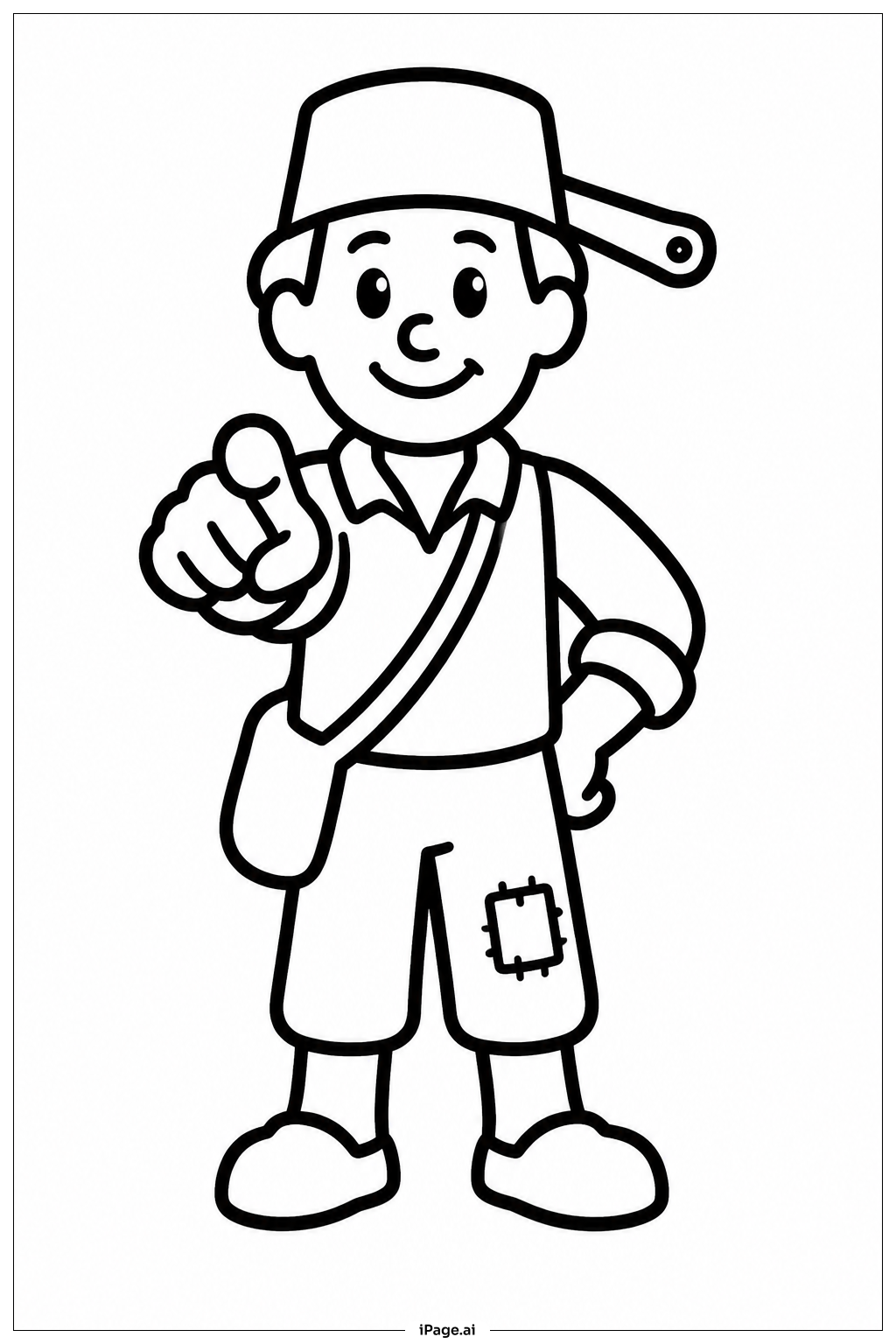 Johnny Appleseed señalando hacia adelante