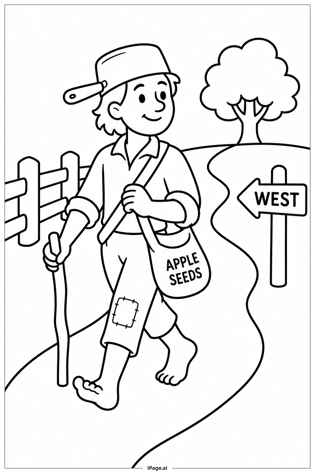 Johnny Appleseed voyageant sur la route