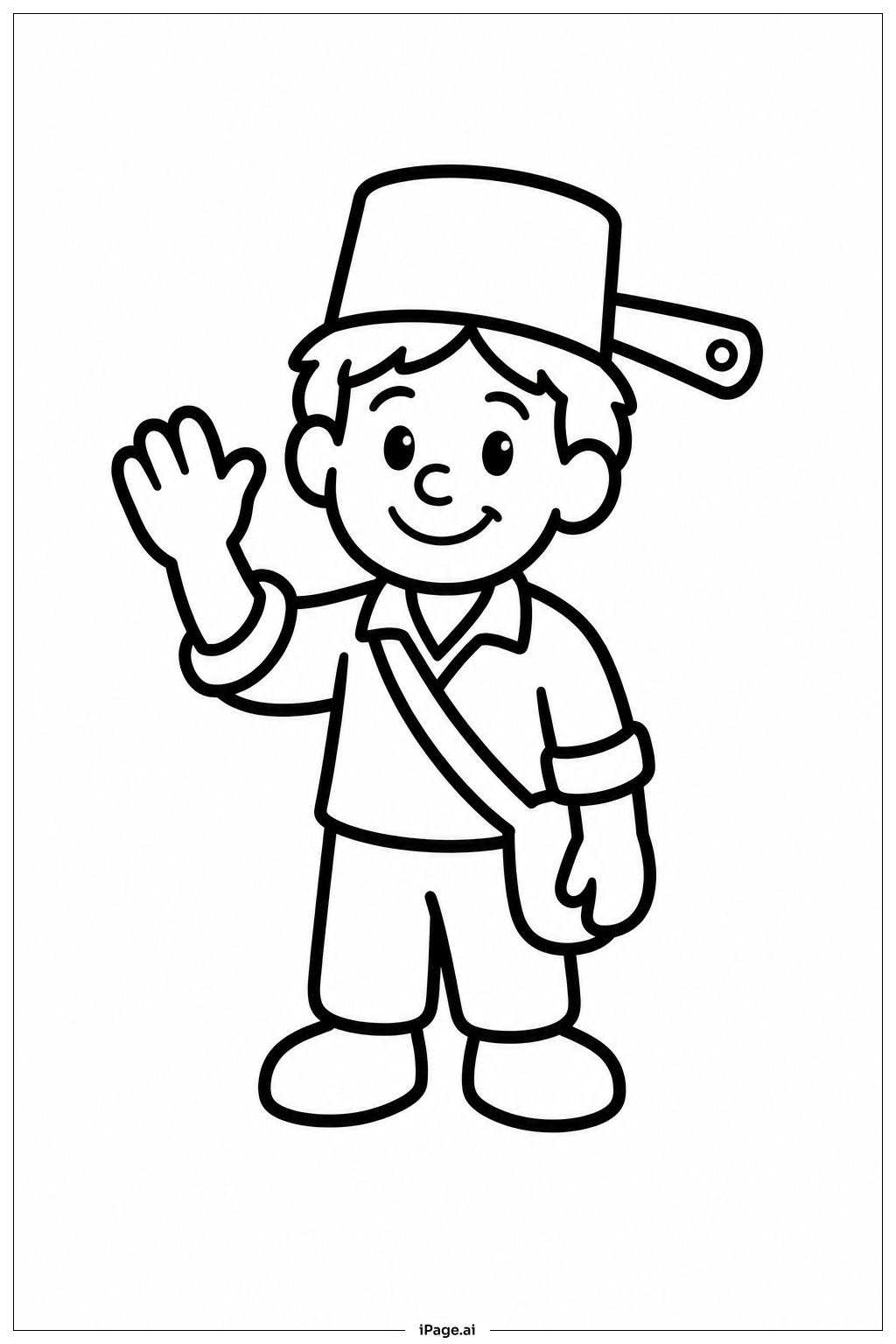 Página para colorear de Johnny Appleseed Saludando con la Mano