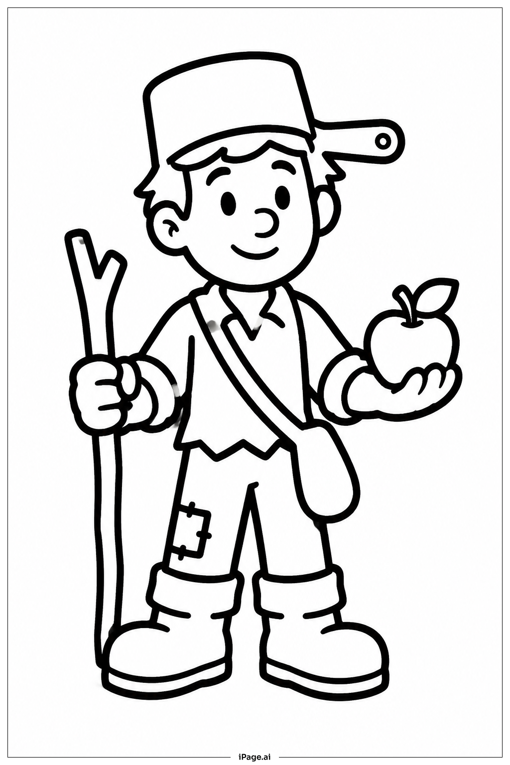 Página para colorear de Johnny Appleseed Con Botas