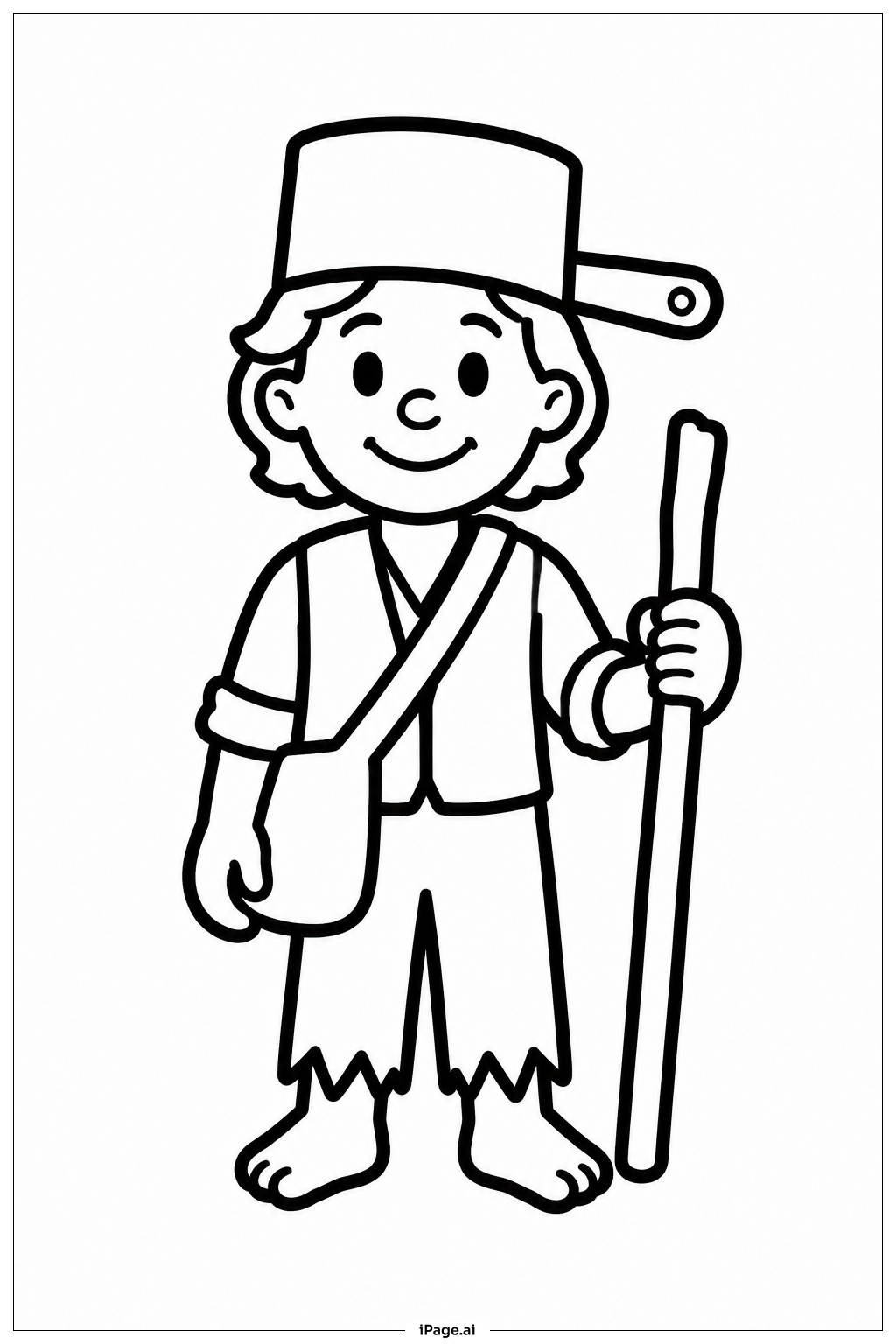 Página para colorear de Johnny Appleseed Con Sombrero
