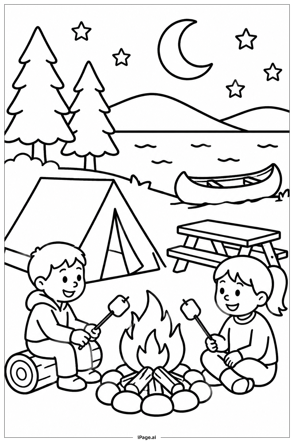  Juni Camping Nacht Am See Ausmalseite 
