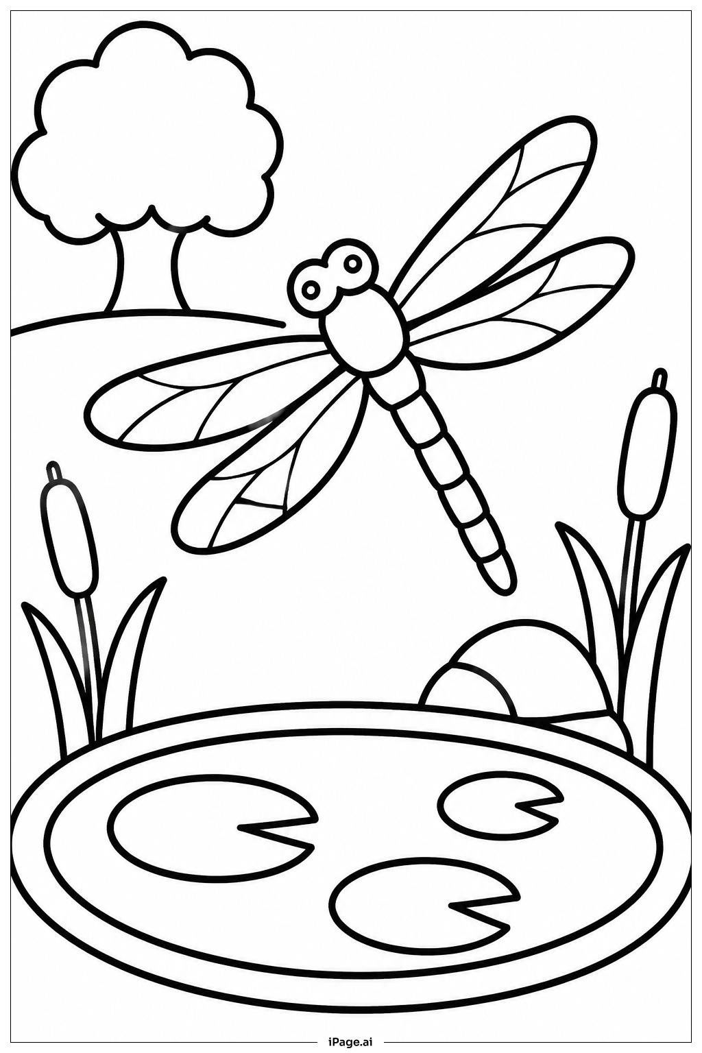 六月池畔蜻蜓著色頁