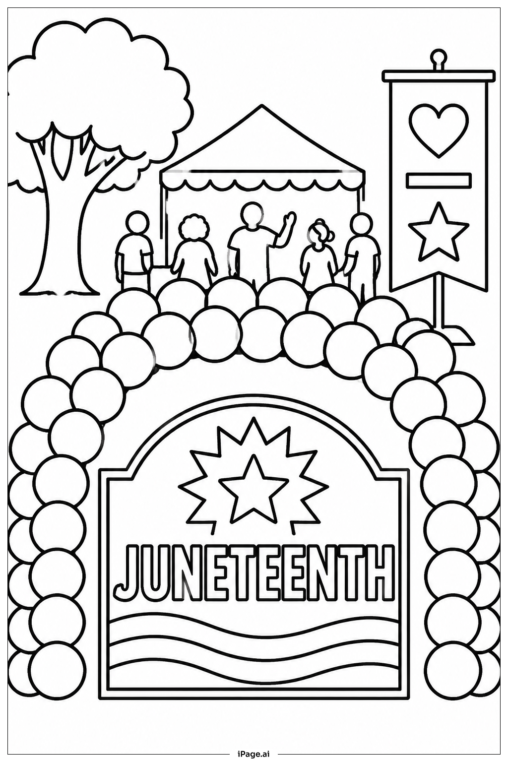 Juneteenth Balloon Arch Coloring Page