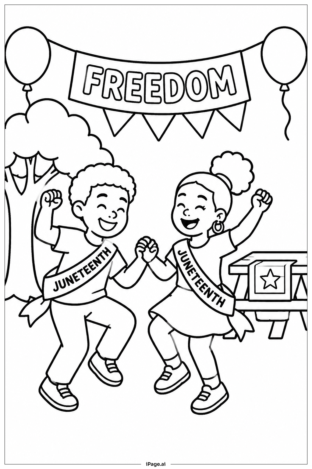 Juneteenth – Tanzende Kinder Ausmalseite